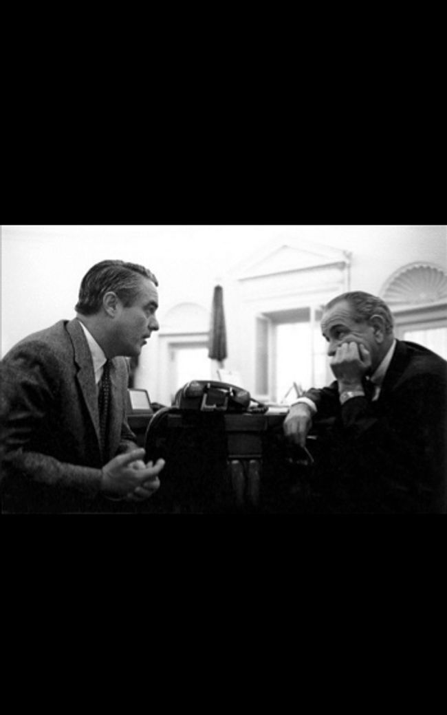 Sargent Shriver and LBJ deep in discussion, 1965